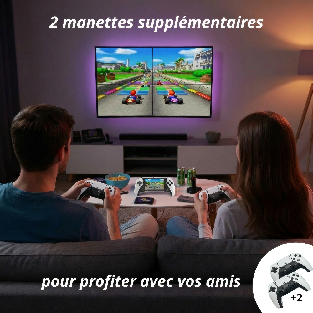 Console Portable Rétro + 2 Manettes Incluses